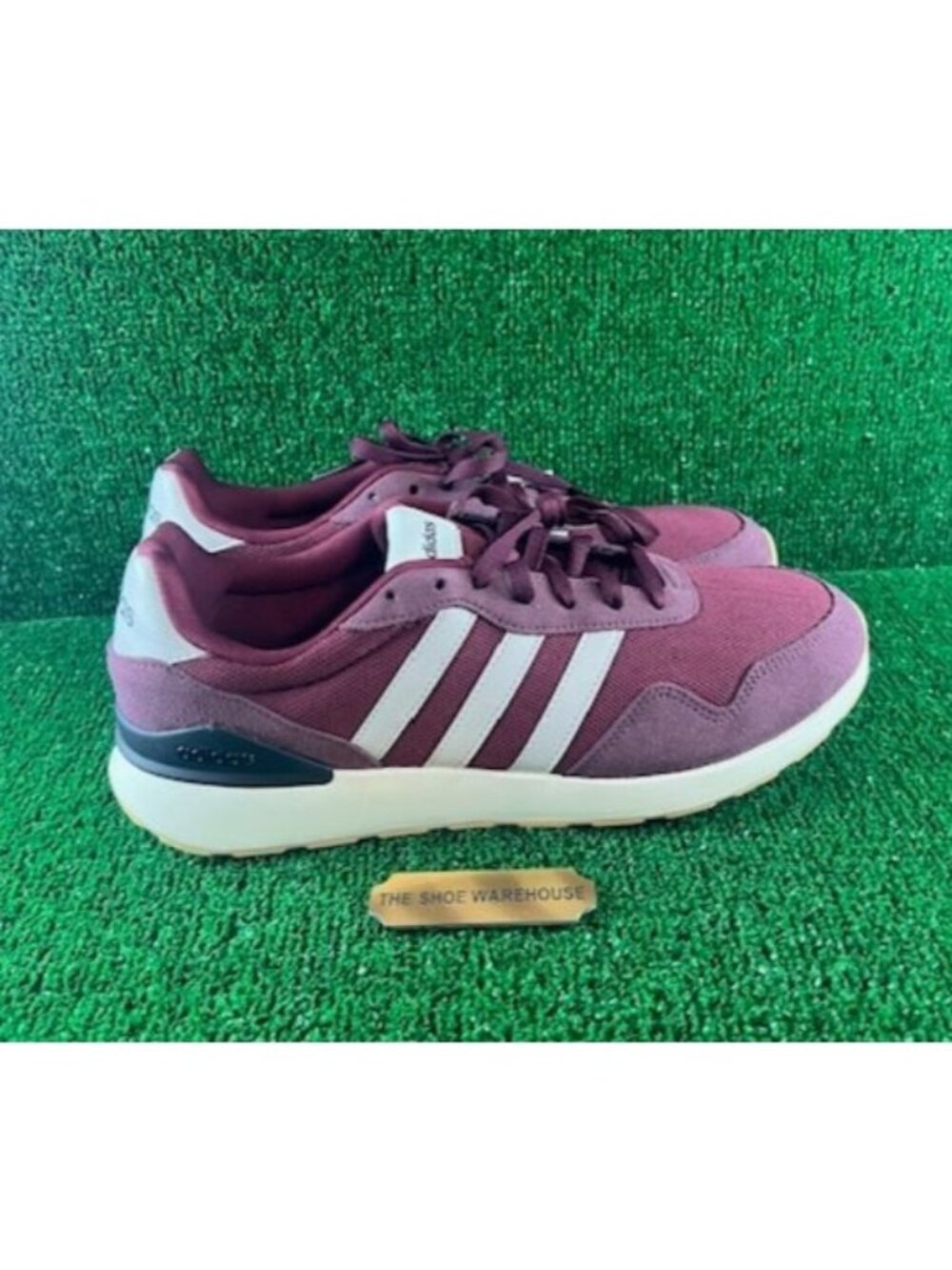 Men's Adidas Run 60's 4.0 Maroon Silver Casual Running Shoes JS1002 Size 10.5